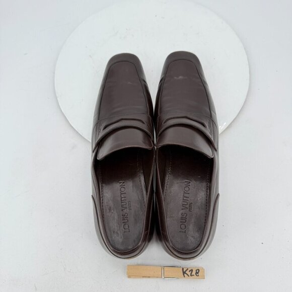Louis Vuitton Men Size UK 8.5 US 9.5 Brown Leather Penny Loafer Dress Shoes - Picture 10 of 14